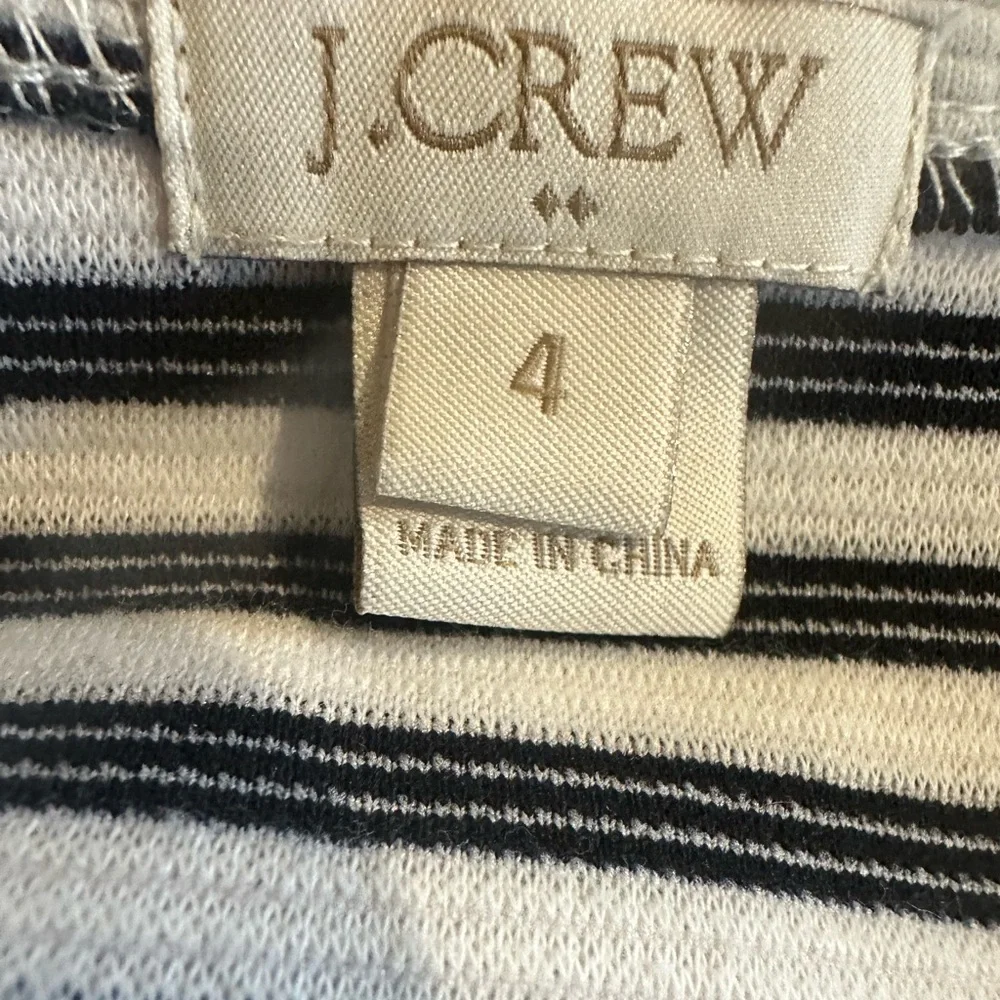 J. Crew Black & White‎ Striped Short-Sleeve Fit-and-Flare Mini Dress